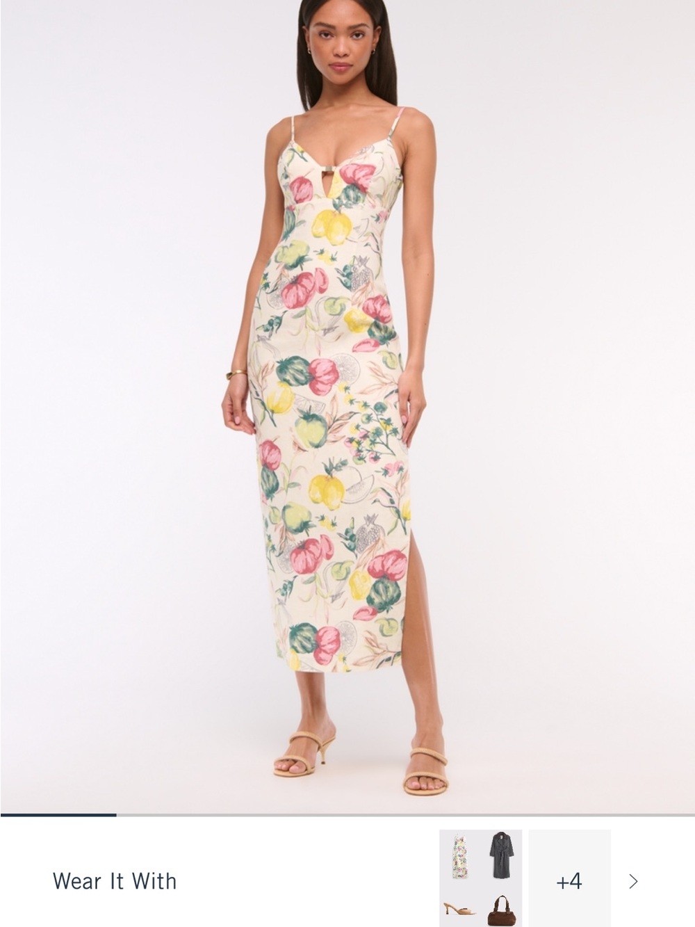 Abercrombie Vegetable Print Linen Midi Dress